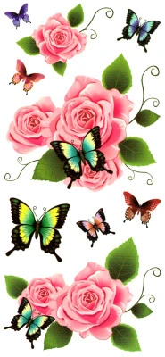 Butterflies & Pink Roses