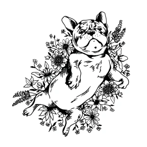 Pug Among Flowers