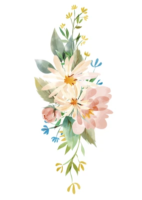 Nude Colored Watercolor Flowers 