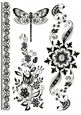 Flowers & dragonfly